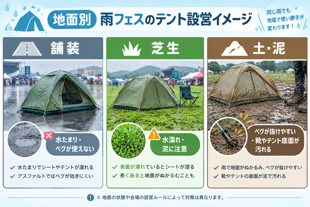 地面別雨フェスのテント設営イメージ画像